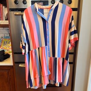 Boutique Striped Button-Up Women’s Dress XL